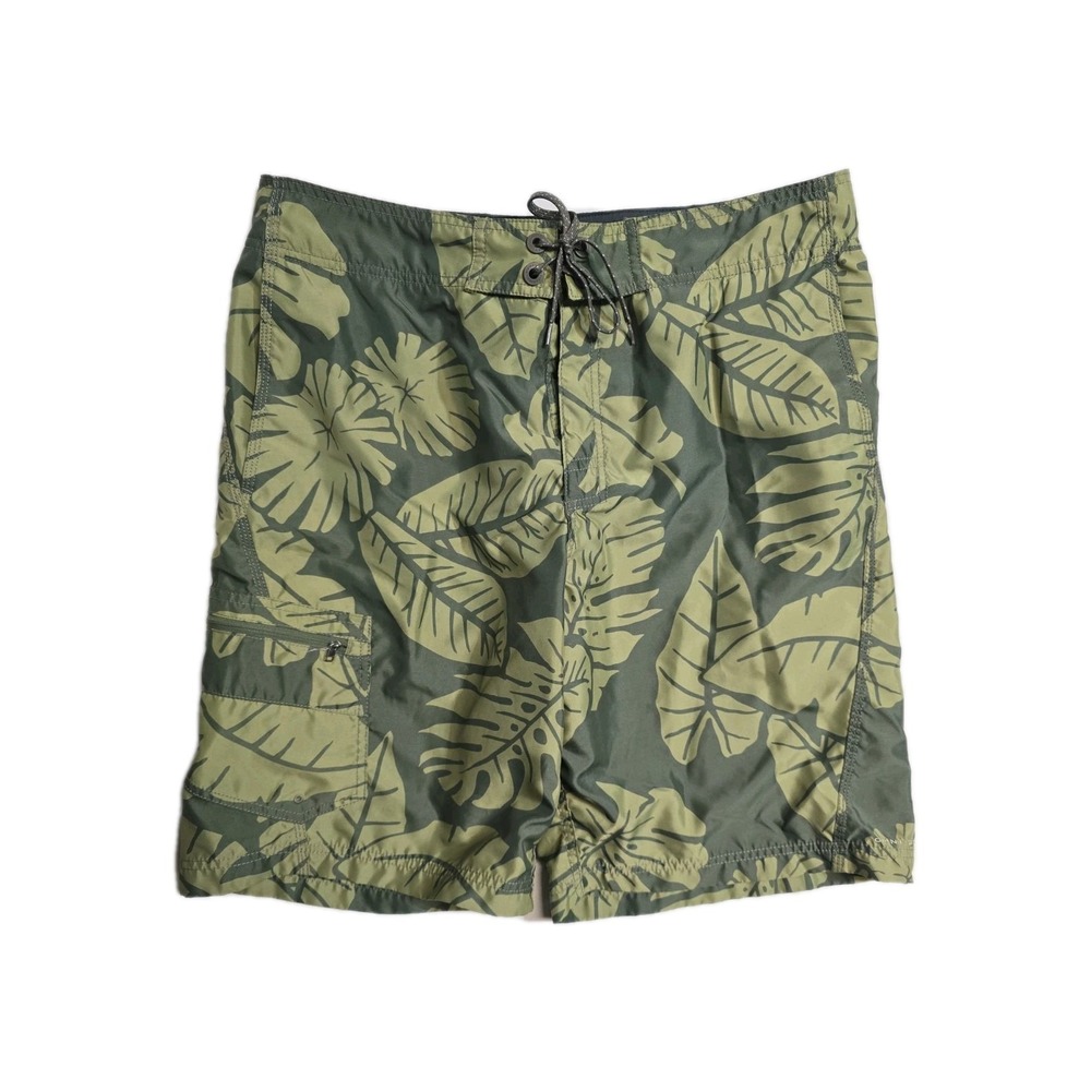 Columbia Omni-Shade Board Shorts‎ Mens 36 Green Palm Leaf Polyester Swim Trunks